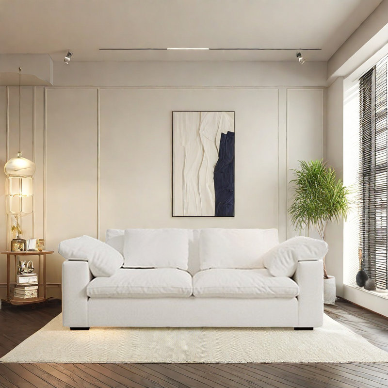 Canapé moderne blanc simple, H 31,49 po x l 98,42 po x P 46,85 po, 3