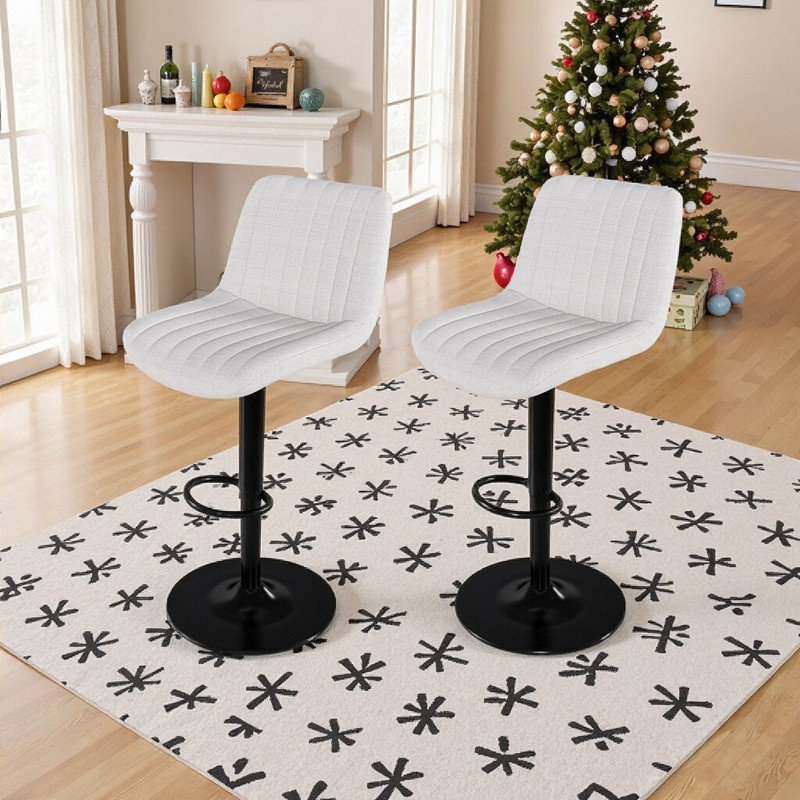 Ensemble de 2 tabourets de bar pivotants à hauteur réglable avec dossier en tricot doux pour îlot de cuisine et salle à manger