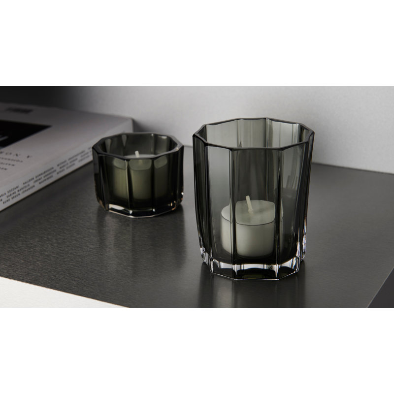 Reed Crystal Glass Tabletop Votive Holder, Moss Green, 1.8'' H X 2.6'' W X 2.6'' D