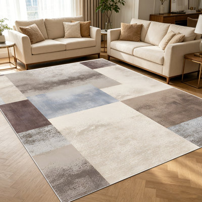 Tapis géométriques neutres à motif géométrique patiné de 1 pièce pour le salon, doux et confortable, convenant à toutes les saisons, facile à entretenir, lavable à la machine, tapis de ferme sous la table convenant à la salle à manger, à la chambre à coucher, au bureau personnel, au vestibule,