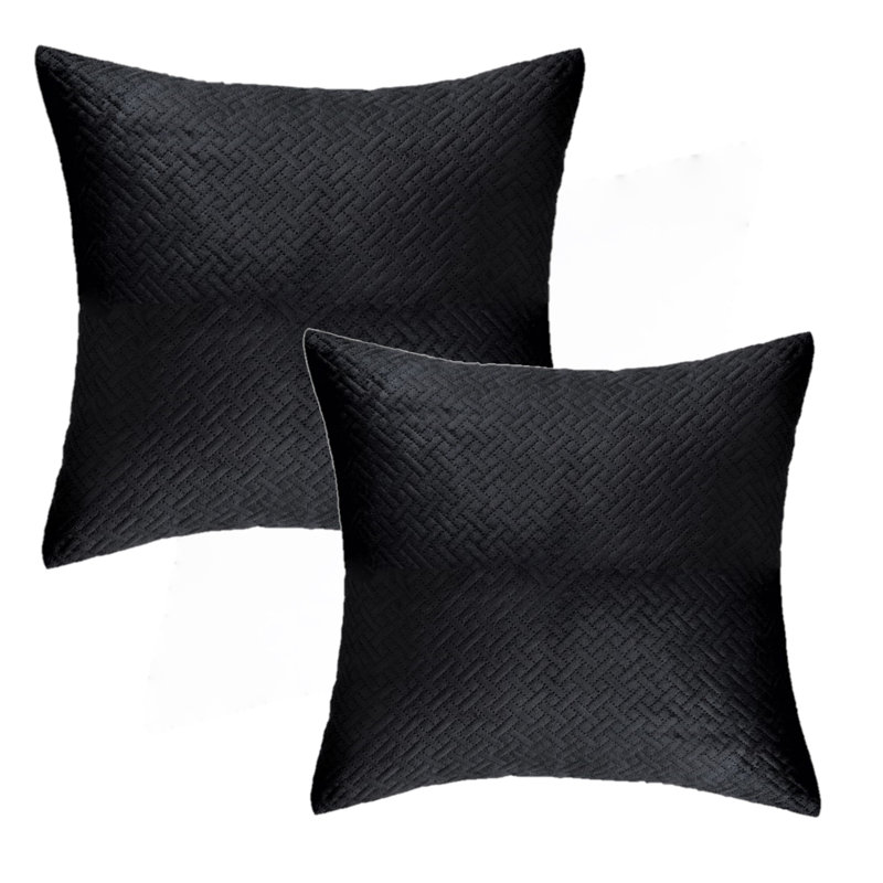 Housse de coussin carré en velours , Noir