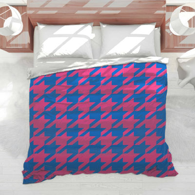Pink Blue Houndstooth Comforter