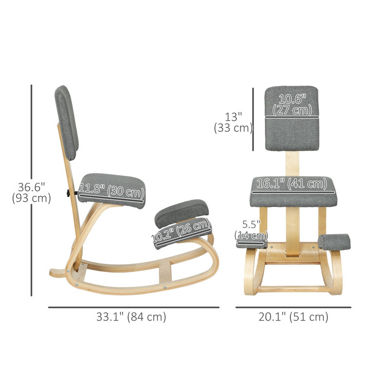 Fauteuil ergonomique à genoux, tabouret à bascule en bois, gris