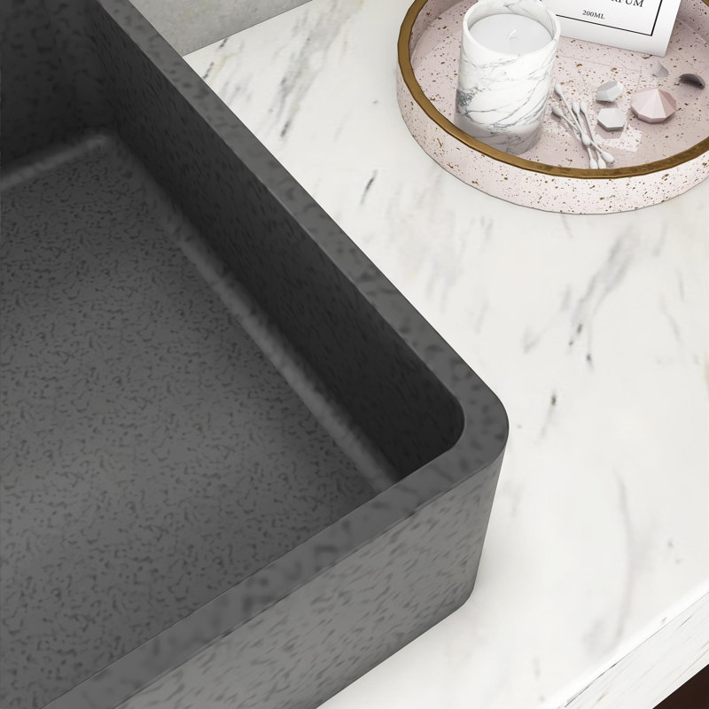 Lavabo vasque rectangulaire en béton, Gris foncé
