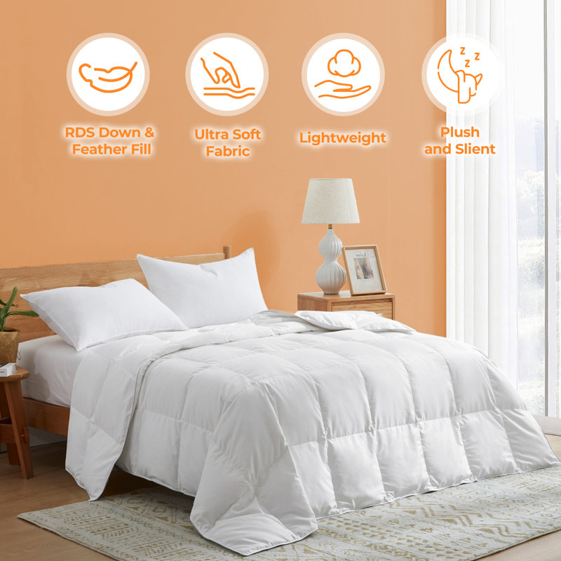 California King Green Goose Down Comforter with Soft Cover
