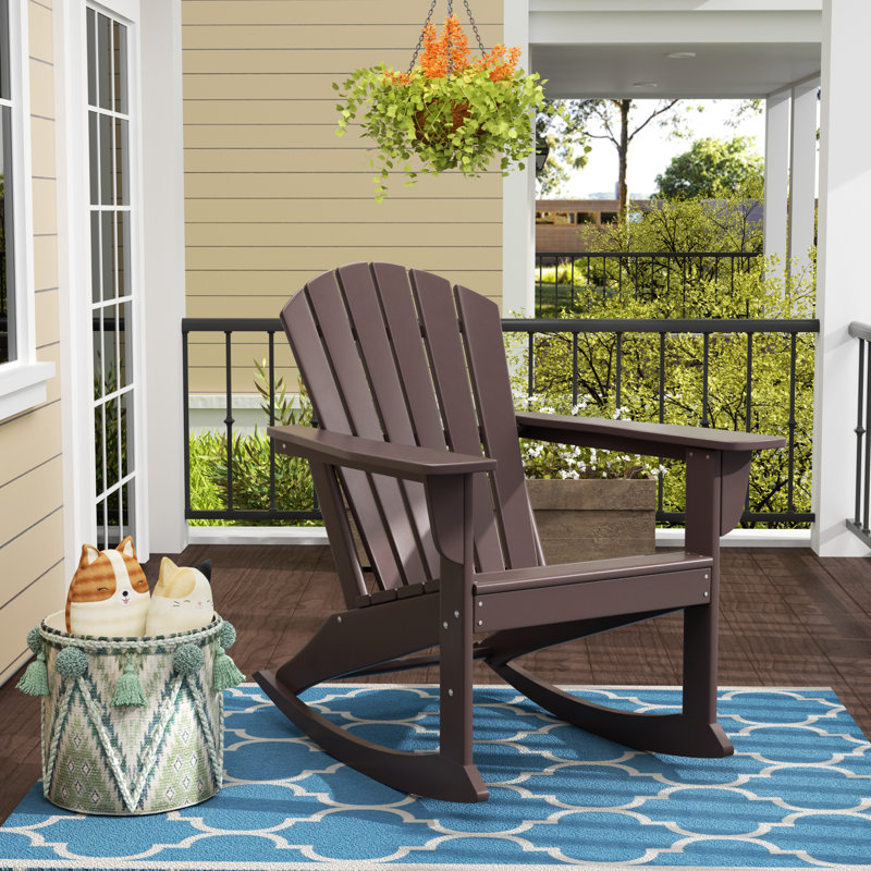 Chaise Adirondack berçante en PEHD Altura, Marron foncé
