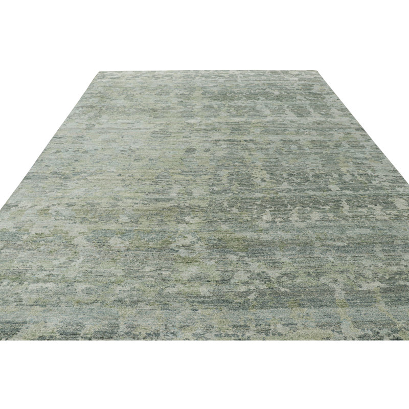 Rug & Kilim’S Contemporary Rug In Gray And Blue With Abstract Patterns, Rectangle 9' x 12'