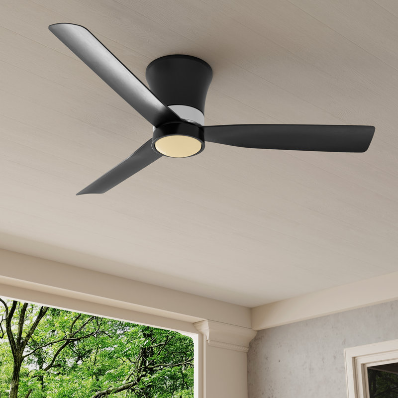 Ventilateur de plafond 52 pales moderne à trois pales, Noir mat