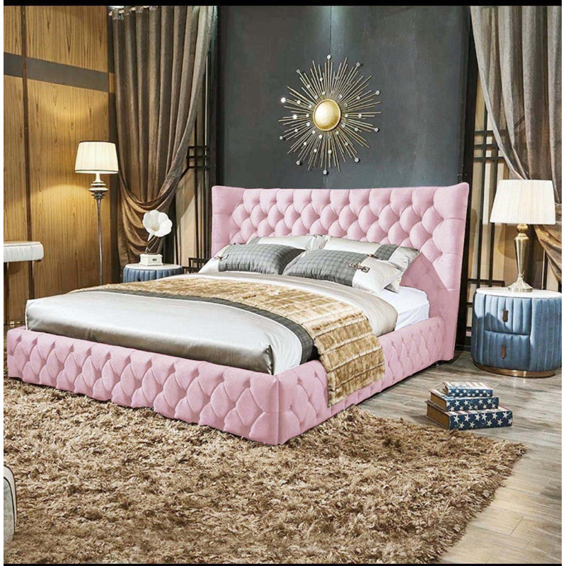 Achilleas Upholstered Bed, Black, Kingsize (5')