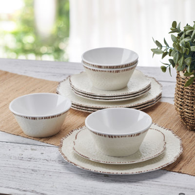 Pfaltzgraff Chateau 12-Piece Indoor/Outdoor Melamine Dinnerware Set, Service for 4