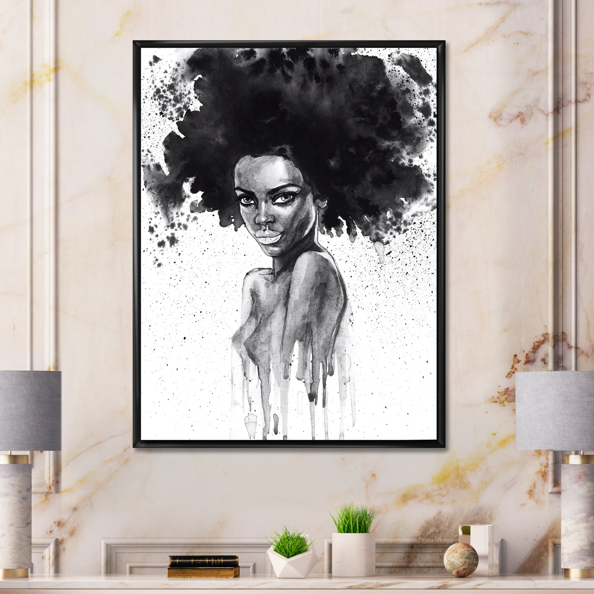 Mercer41 African American Black Art Afro Girl Painting Print On Wrapped  Canvas Wall Art Set On Canvas 3 Pieces Print & Reviews