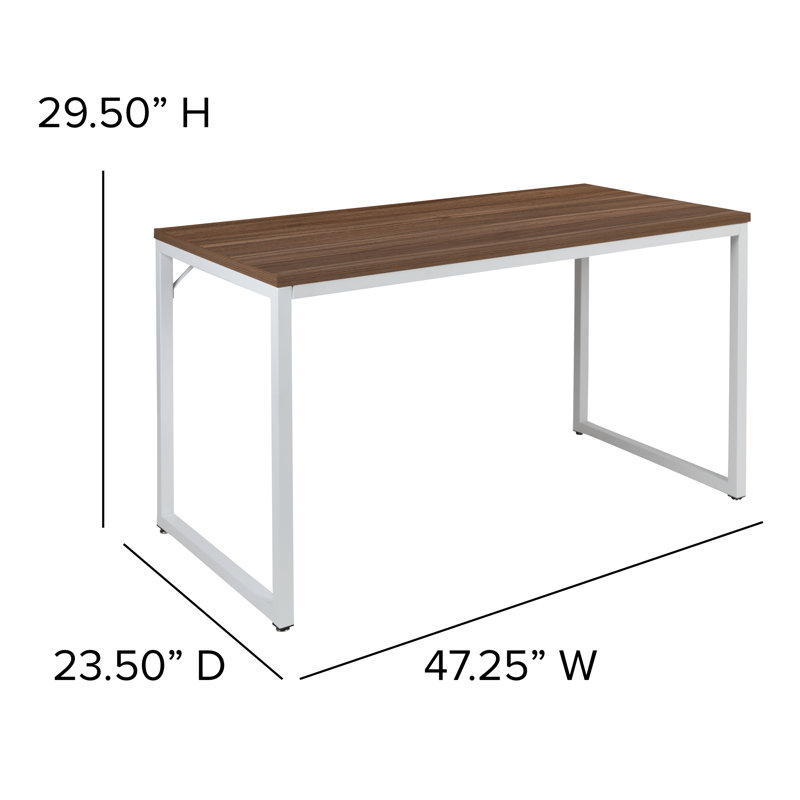 Antawan Commercial Grade Office Computer Desk and Home Office Desk, 29.5" H x 47.25" W x 23.5" D, Walnut/White