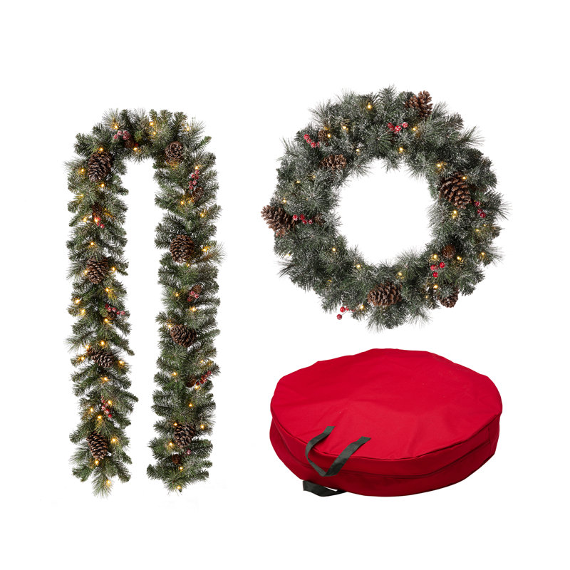 24'' in. Lighted Faux Pine Garland