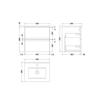 Urban 505mm Single Bathroom Vanity with Basin
