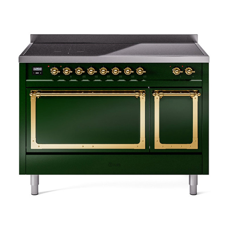 ILVE Nostalgie II Noblesse 48 in Induction Range, Emerald Green/Brass