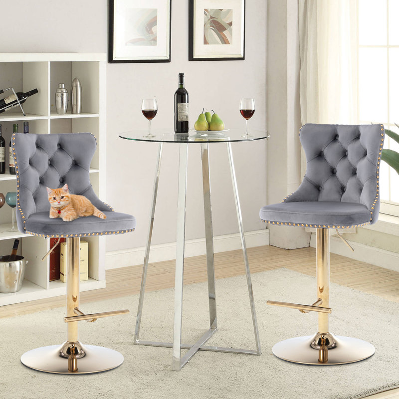 Tabouret à hauteur réglable Aimili, Gris