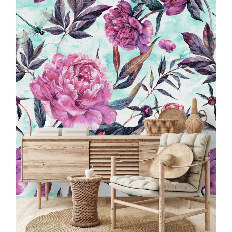 Ausitn Floral Wall Mural, 10.41" L x 125" W, Paper