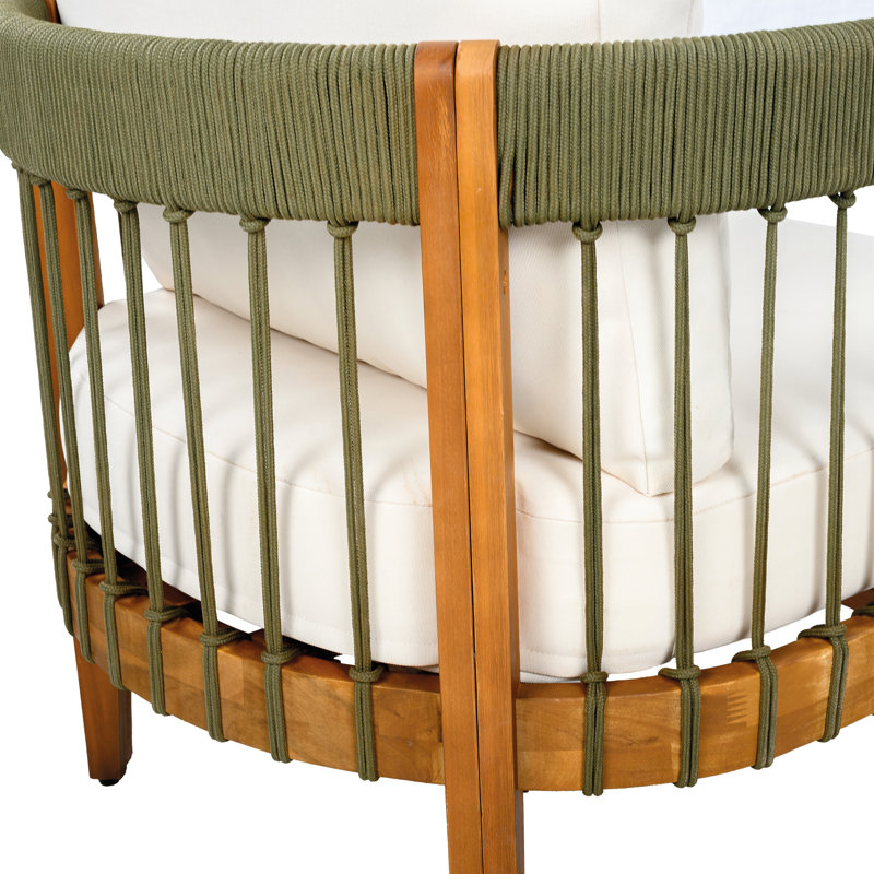 Fauteuil club d'extérieur en bois d'acacia, 2, Beige