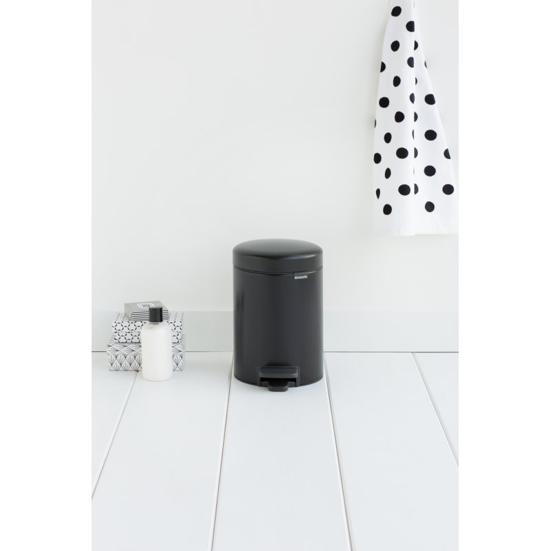 Brabantia NewIcon Step On Trash Can, 0.8 Gallon (3 Liter), Matte Black