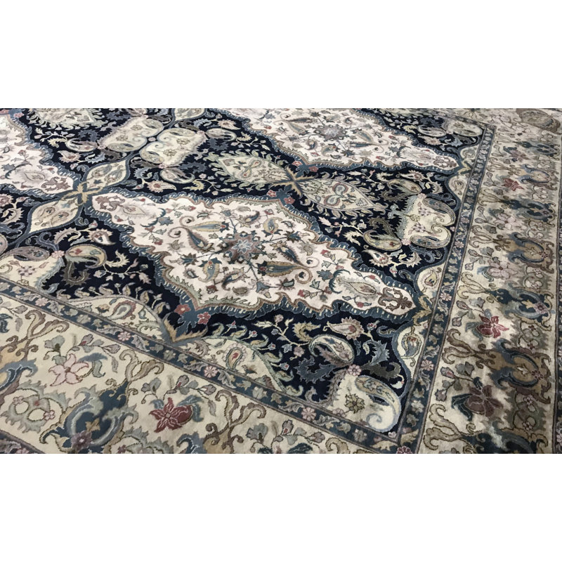 Hand-Knotted High-Quality Black and Gold Area Rug