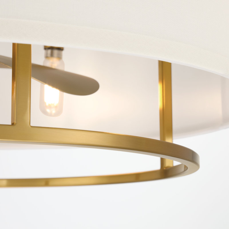 20'' Raia - Drum Shade Ceiling Fan with Remote Control and Light Kit Included, Aged Brass