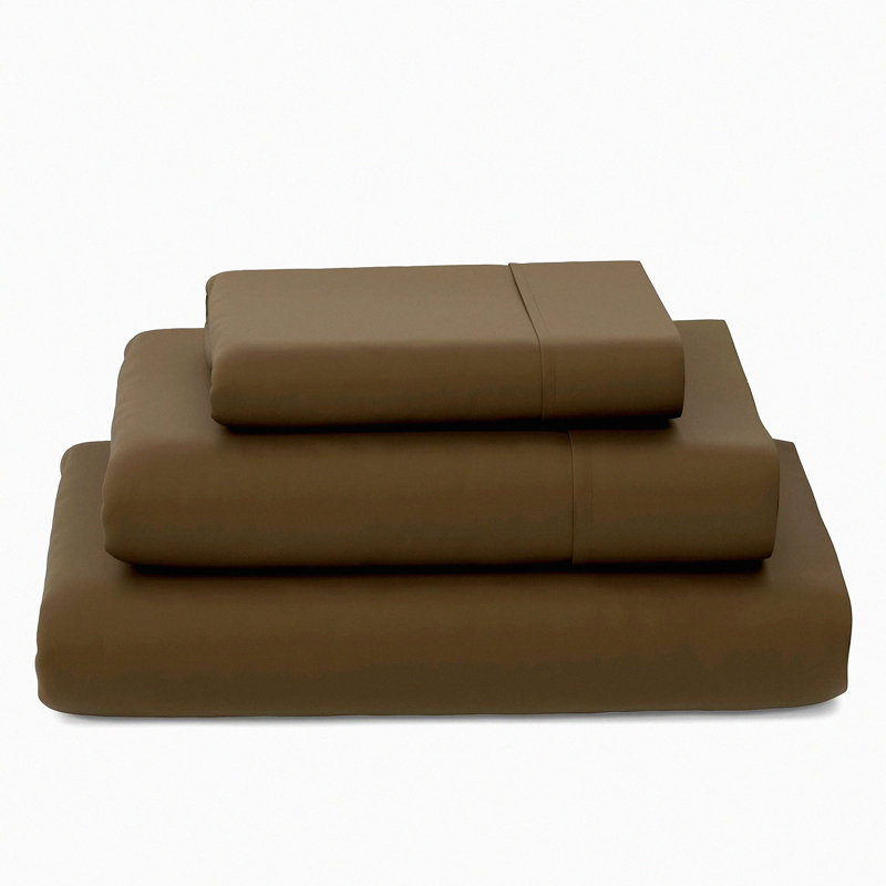 Rayon From Bamboo Lux Wrinkle-Resistant Bed Sheet Set - 3 Piece Luxury Bedding Blend with Natural Rayon From Bamboo Fiber - Twin Size in Chocolate - Includes Fitted Sheet, Flat Sheet, and Pillowcase