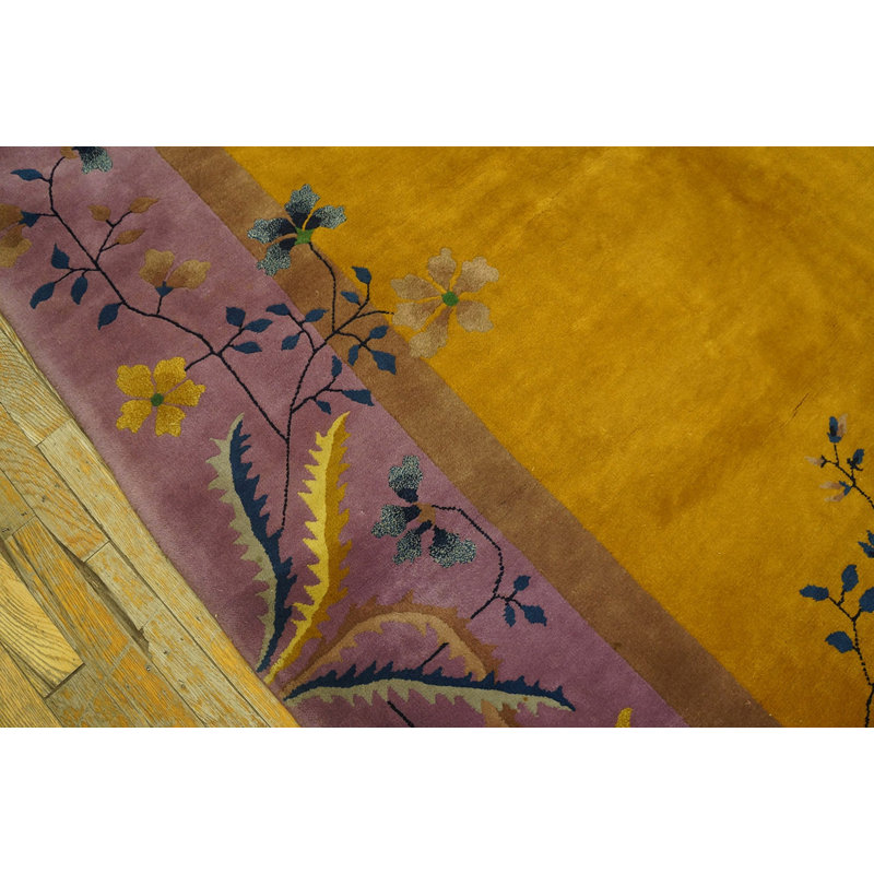 Tapis antique en laine orange, mauve / lavande / mauve
