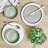 Sango Rollo Alta 12-Piece Stoneware Dinnerware Set, Sage/Sand/White- Microwave & Dishwasher Safe