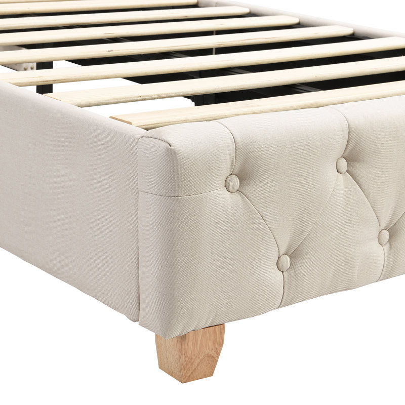 Upholstered Storage Bed, Beige