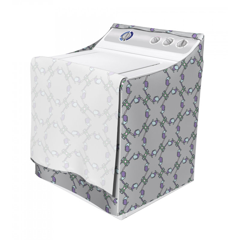 Housse pour machine à laver abstraite, gris, Floral 3