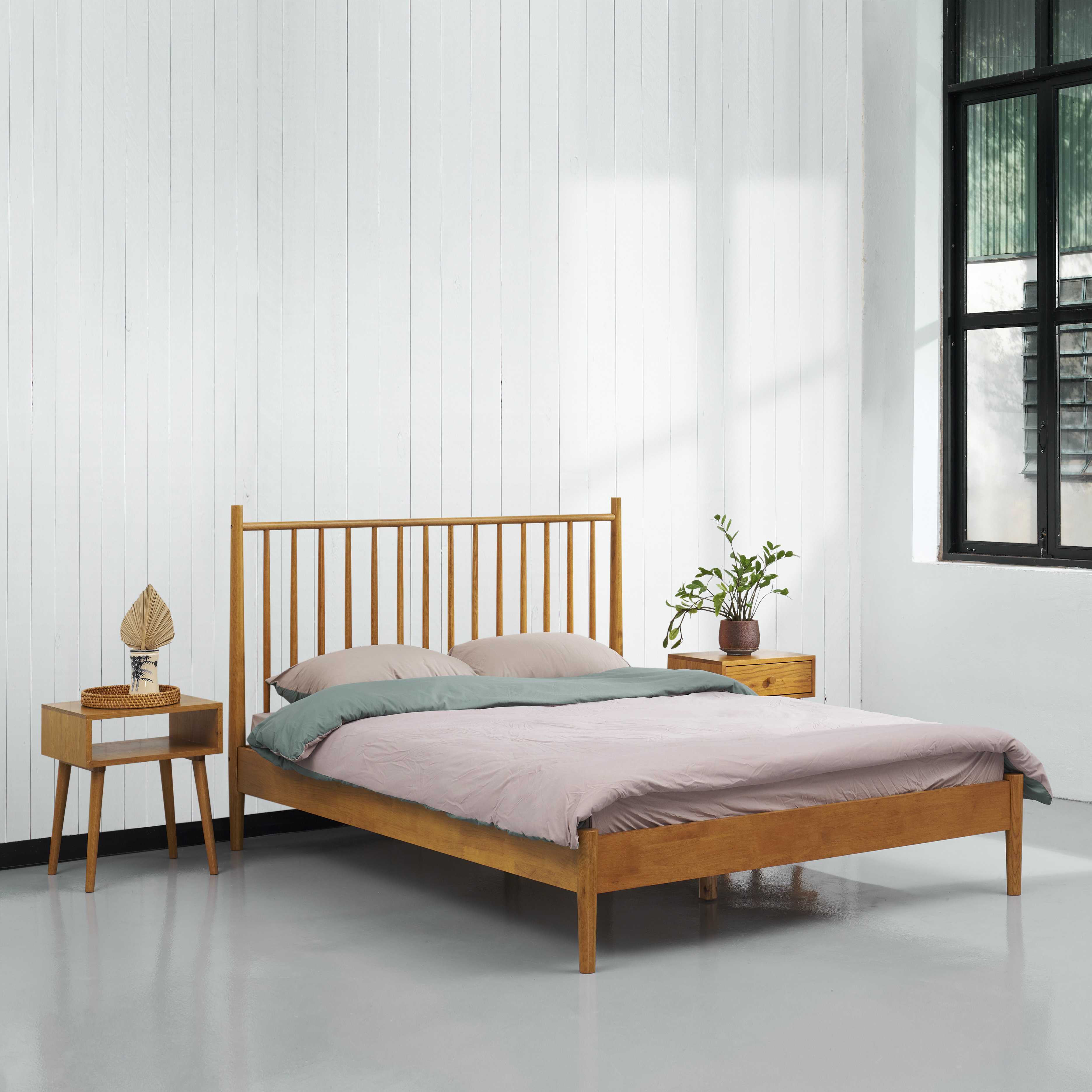 NTC Inno Solid Wood Bed Frame with Headboard and Nightstand Optional Reviews Wayfair Canada