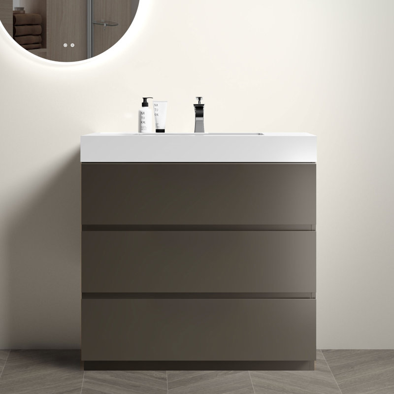 Adriel Wall-Mounted Floating Bathroom Vanity with Sink