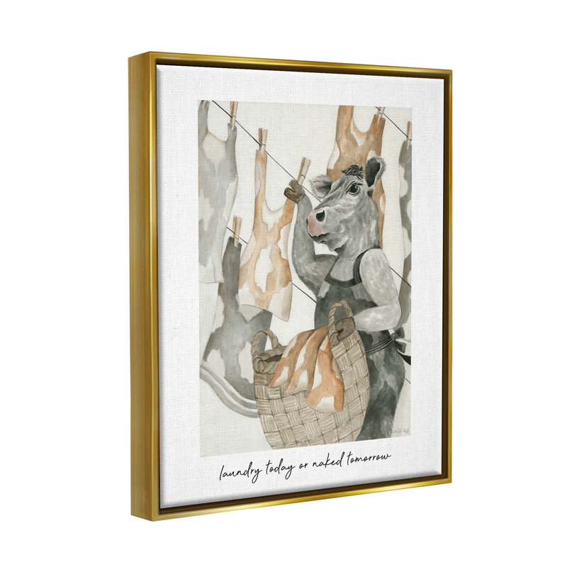 "Hannus, drôle de lessive", phrase encadrée sur toile par Cindy Jacobs, impression, H 31 po x l 25 po x P 1,7 po
