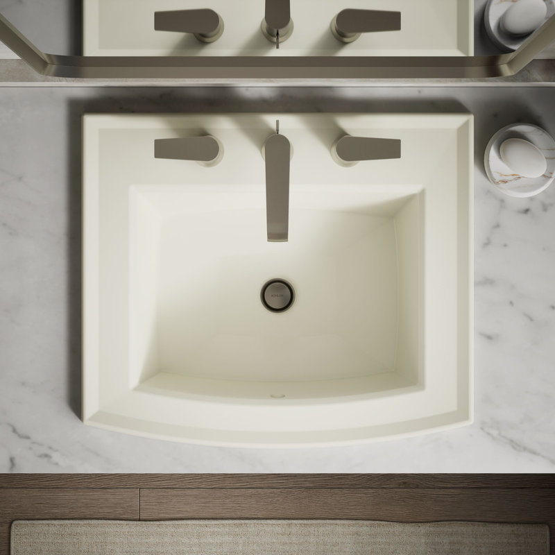 Archer® Vitreous China Rectangular Drop-In Bathroom Sink with Overflow, 8'' Centers, Biscuit