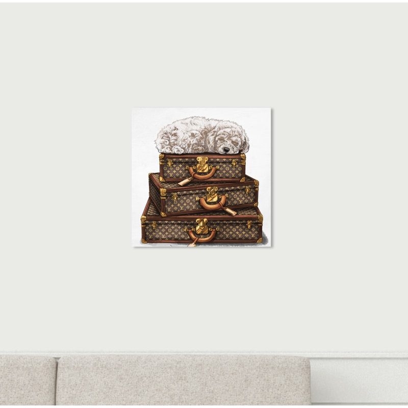 Caniche de couchage blanc, reproduction d’art sur toile, H 12 po x l 12 po x P 1,5 po, Toile tendue