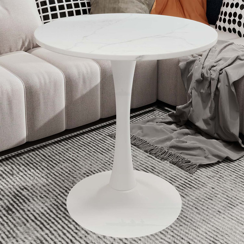 Table basse ronde de conception moderne, pour une utilisation polyvalente dans divers environnements, Blanc