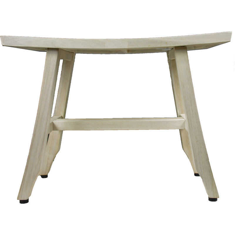Ripley Compact Curvilinear Teak Shower Or Outdoor Bench In Finish, 18" H x 24" W x 12" D, Natural