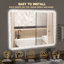 Miroir de salle de bain 38,5 x 25 pouces avec lumières DEL, miroir intelligent avec fonction antibuée et luminosité réglable, miroir de maquillage mural avec cadre en cristal acrylique