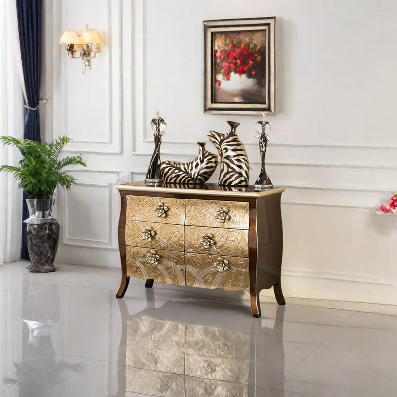 Classic Six-Drawer Floral Accent Chest