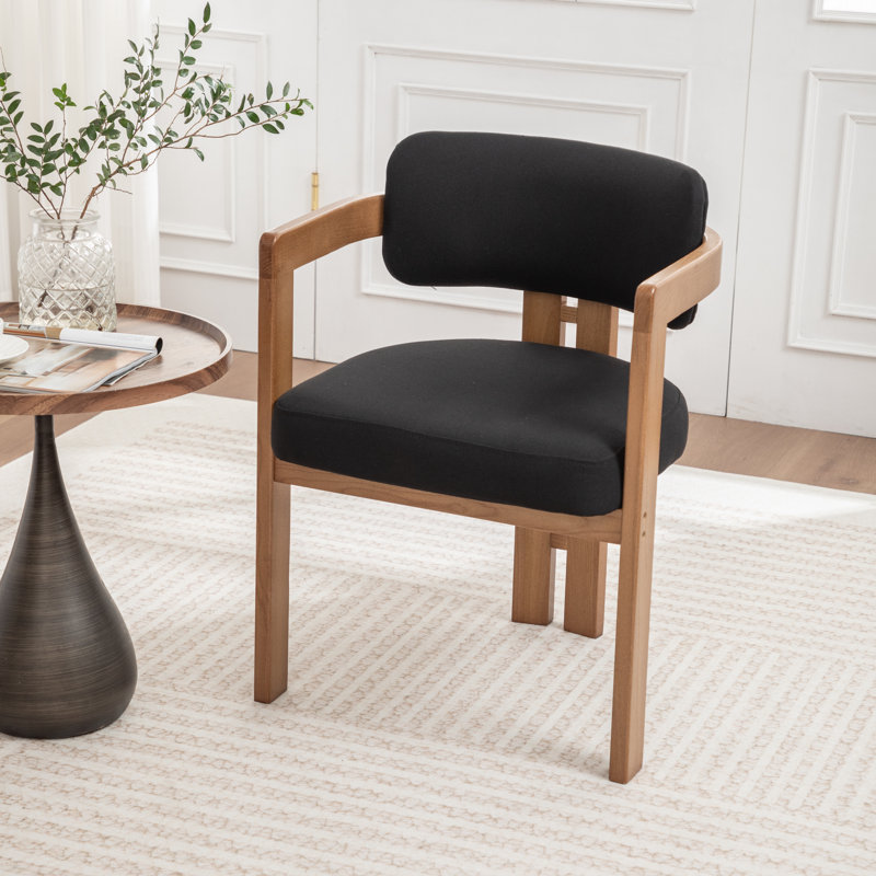 Bula Stanford Upholstered Curved Solid Wood Dining Chair, Black