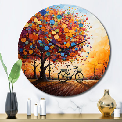 Vélo tourbillon pointillisme - horloge murale