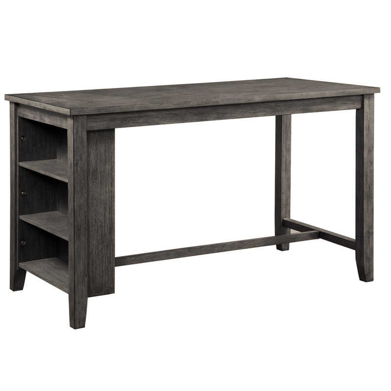 Table de salle à manger à hauteur de comptoir moderne et grise avec tablettes intégrées