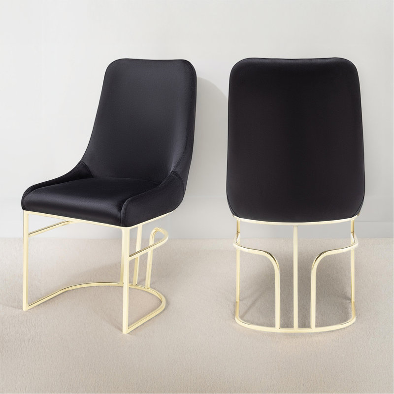 Chaises de salle à manger 2 pièces Emrald, Noir et or