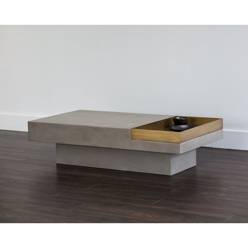 Mixt Stone Coffee Table, 13.5" H x 27.5" L x 51" W