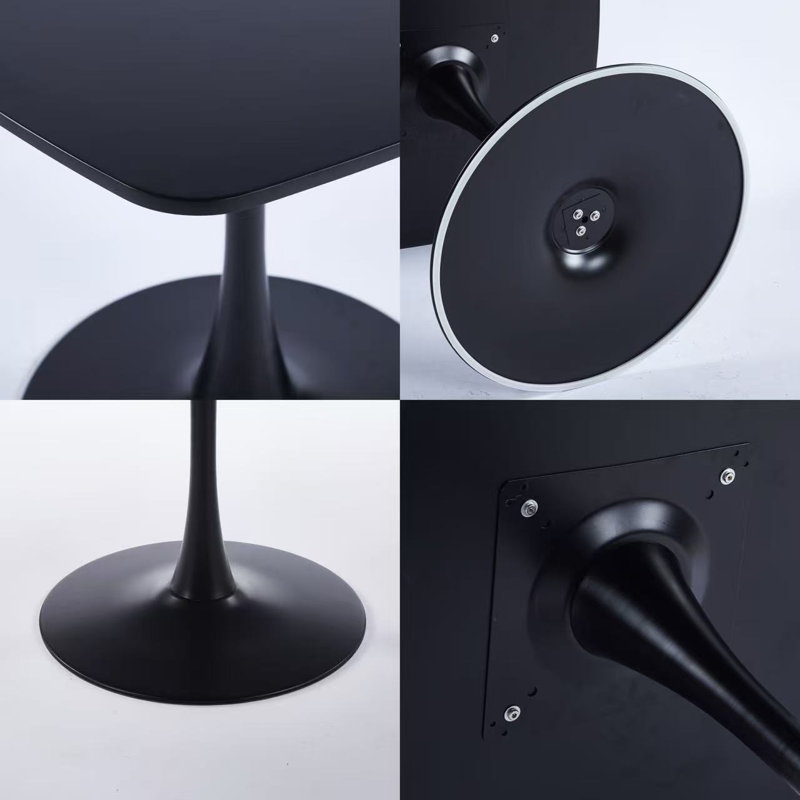 Table de salle à manger 23,62 pouces - noir, H 28,93 po x L 23,62 po x l 23,62 po, Noir / Noir