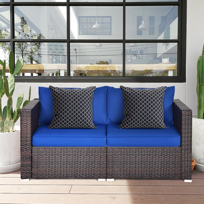 59'' Wide Straight Wicker Loveseat with Cushions