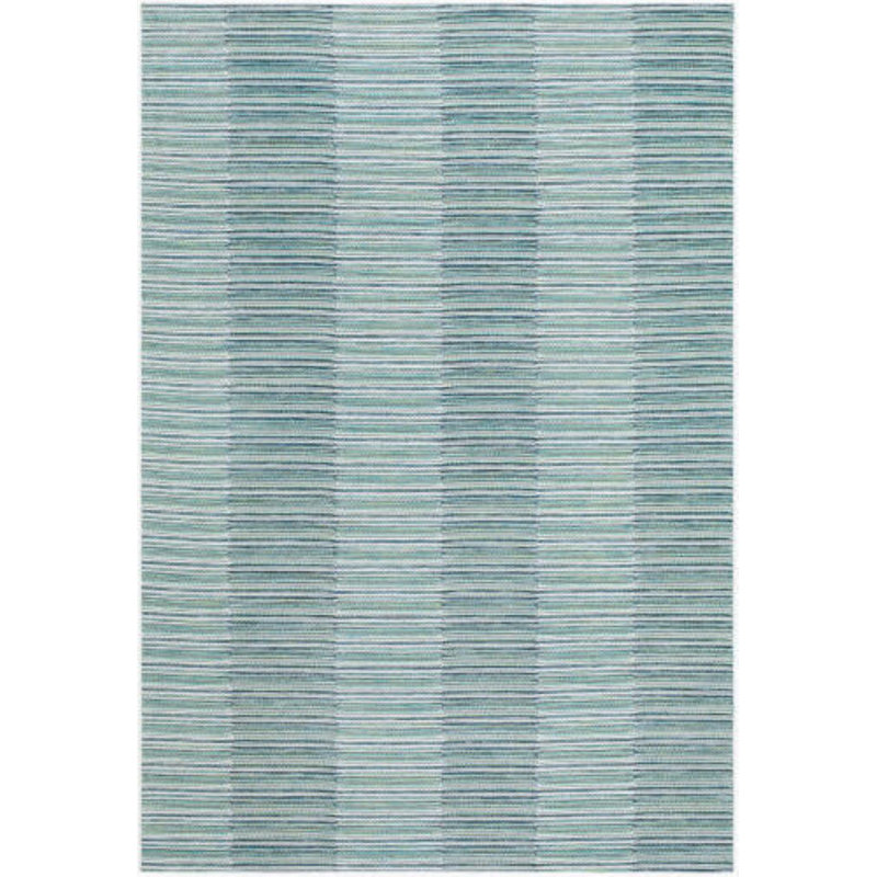 Tascha Machine Woven Rug, Teal/Green/Gray, Rectangle 5'3" x 7'