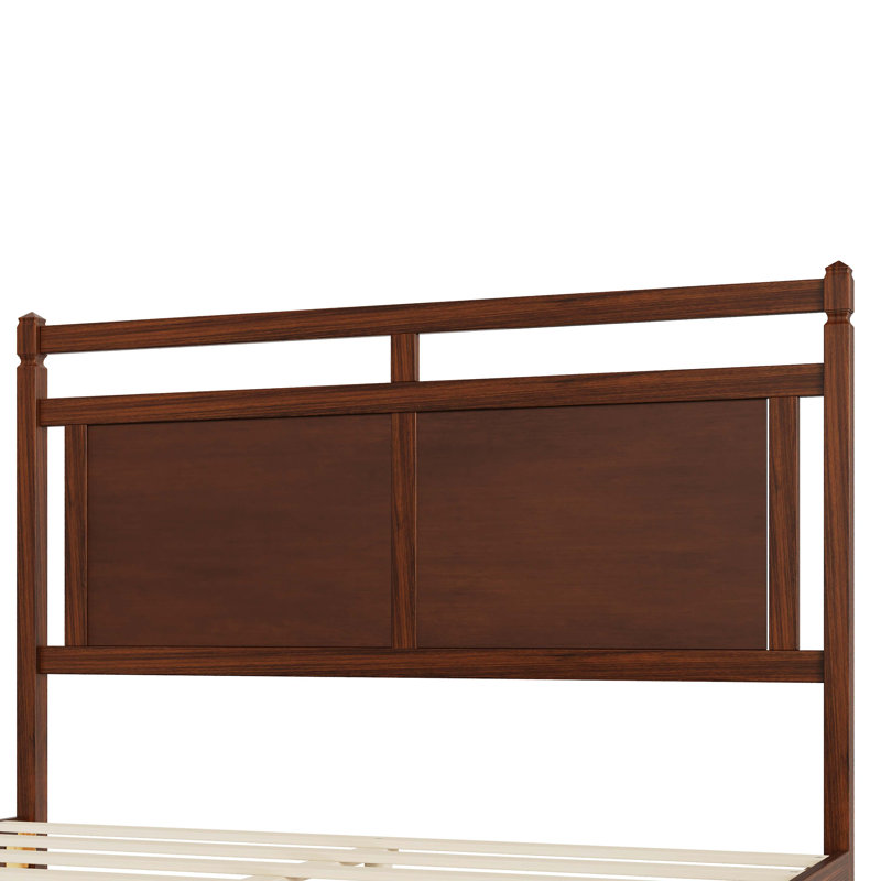 Structure de lit plateforme en bois de style Mid-Century moderne, lit avec tête de lit à panneau ouvert et pied de lit, aucun sommier requis, assemblage facile
