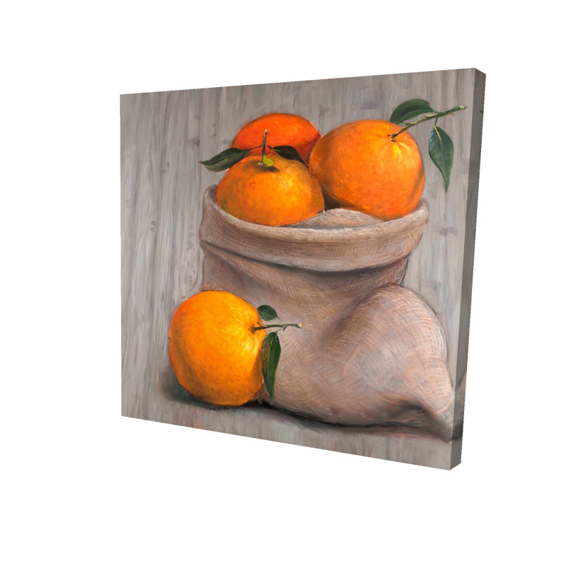 "Sac d'oranges" sur toile, Toile encadrée noire, H 24 po x l 24 po