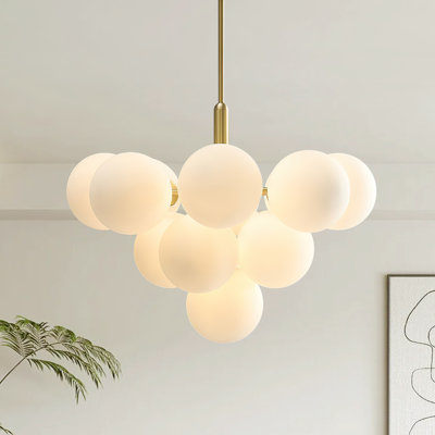 Balikos 13-Light Bubble Golbe Cluster Chandelier with Glass Accents